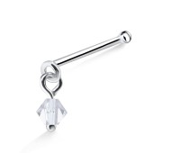 Stone Hook Shaped Silver Bone Nose Stud NSKD-556